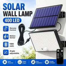 2500 Lumens 400 LED Solar Outdoor Light Strip With Remote Control, 3-Head Sensor Light, Wide Angle Solar Wall Light, IP65 Waterproof Flood Wall Light, 3 Modes Solar Outdoor Light - 400LED - View 11