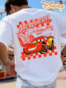 Disney T-Shirt Featuring Lightning McQueen From Cars And The Starting Number 95. Men's T-Shirt Made Of Pure Cotton, Relaxed Fit, Crew Neck, Streetwear Style – A Must-Have For Photos In The Theme Park, Perfect For Everyday Life, Summer And Holidays. - 白色 - 查看 2