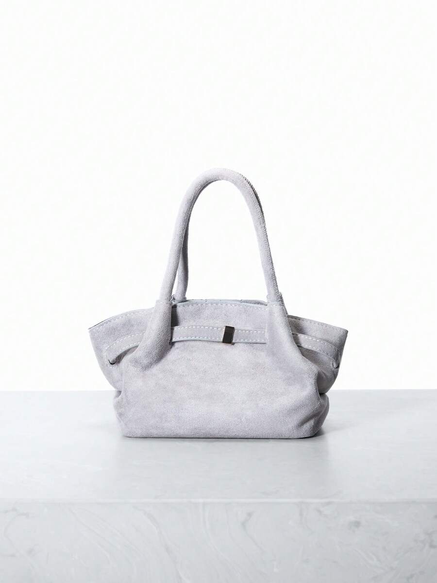 CHICVUE 2025 New Vintage Fashion Pleated Small Tote Bag, Minimalist Commuter Shoulder Crossbody Bag - Grey - View 1