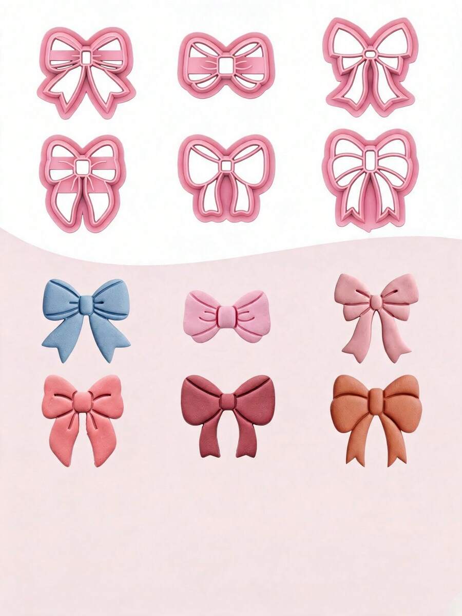 1/6 Set Butterfly Shaped Clay Cutters, Assorted Polymer Clay Cutting Tools, Butterfly Shaped Clay Molds, Suitable For DIY Handmade Clay Jewelry Making - Pink - View 1