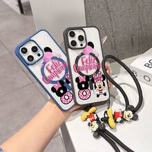 This Disney Mickey Mouse Pattern Lanyard Phone Case Features A Strong Magnetic Closure And Full Coverage Of Acrylic And TPU Material. It's Shockproof, Lightweight, And Suitable For IPhone17/16/11/13/15/15 Plus/15 Pro/15 Pro Max/12/14 Pro Max/11 Pro Max/12 Pro/12 Pro Max/13. It's A Popular Birthday Gift, Business Gift, Durable, Stain-Resistant, And Fingerprint-Resistant New Phone Case For Men And Women. It Also Includes A Mickey Mouse Phone Case And Mickey Mouse Doll Bracelet. Compatible With SamsungGalaxy S20, S21, S22, S23, And S24 Series. It's The Perfect Gift For Friends And Family. This Stylish Phone Case Is Fun, Lightweight, And Durable. IPhone17 Pro Max Phone Case, Minnie Phone Case. - màu đen - Xem 9