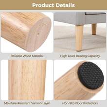 4pcs Solid Wood Furniture Legs With Anti-Slip Pads, Ideal Replacement Parts For Cabinets, Beds, Nightstands And Other Furniture - A - View 5