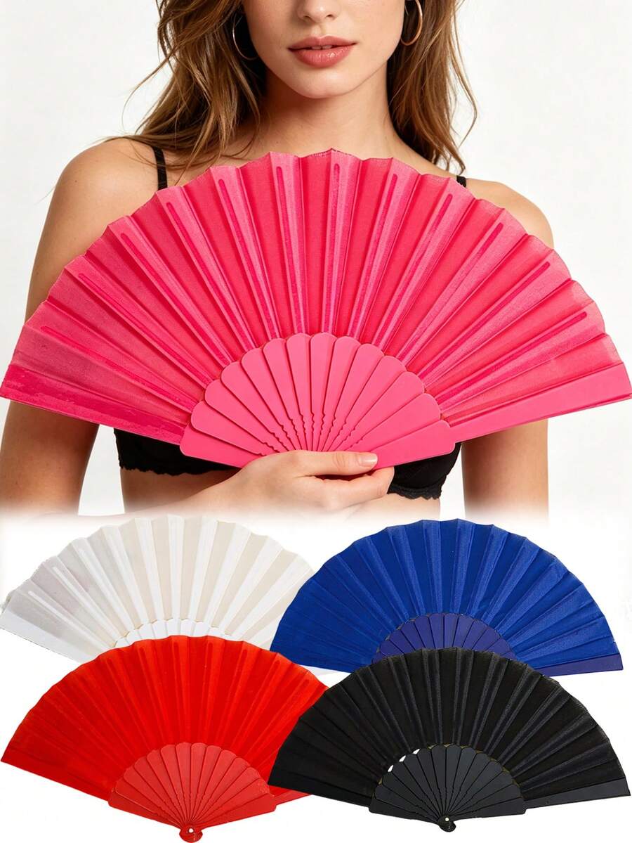 1 pieza Abanico de mano portátil de plástico, adecuado para decoración de bodas chinas/japonesas, plegable, regalo minimalista, aplicable para fiesta, boda, celebración, decoración del hogar, regalo, utilería para actuaciones; adecuado para manualidades, tema de fiesta o diseño único - Multicolor - Ver 1