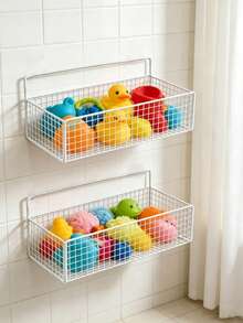 2 Sets Bathtub Toy Storage Racks And Organizers, 2 Packs Metal Wire Mesh Bathtub Toy Storage Containers, Large Capacity Rust-Proof Hanging Baskets Designed For Bathtub, Shower, Bathroom, Toilet, Kitchen - Black - Multicolor - View 10