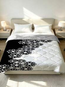 1 pieza Edredón suave & fresco - Ropa de cama ligera para todas las estaciones, patrón floral a cuadros moderno, 100% poliéster, lavable a máquina, adecuado para cama individual/doble, hotel, camping y decoración del hogar, ropa de cama de lujo de hotel | Diseño acolchado moderno | Tecnología en relieve, decoración para todas las estaciones, decoración de habitación - Multicolor - Ver 1