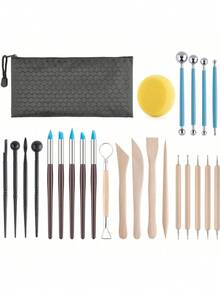 24pcs Polymer Clay Ceramic And Pottery Tools, Complete Modeling Clay Tool Set, Sculpting And Painting Tool Set, Art Supplies, Air-Dried Clay Modeling Tool Set, Suitable For Adults, Ceramic Polymer Clay Sculpting Pottery Tools, Pottery Crafts, Decoration, Baking, Sculpting, Painting, Shaping, Mold Making - Multicolor - View 1