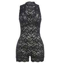 Mono Sin Mangas Bordado Transparente Escote Profundo Nuevo - Negro - Ver 9