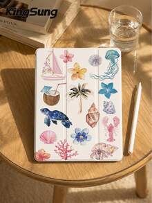 Kingsung A Tablet Computer Case With Marine Style Patterns, Compatible With Ipad Air 8 (M4) 2026 (11-Inch), Air 8 (M4) 2026 (13-Inch), 9.7/10.2/10.5/10.9/12.9/Pro 11, 10th Generation Air 8 (M4) 2026 (11/13-Inch), And Galaxy Tab S6 Lite 10.4-Inch. It Is Also Suitable For Anti-Drop Protection For Kindle Paperwhite 12th Generation 2024 And Kindle 11th Generation 2022, Featuring Intelligent Stand, Automatic Wake-Up And Sleep Functions. - Multicolor - View 2