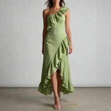 2026 Summer New Ruffled Pleated Elegant Dress For Women - 酒紅色 - 查看 6