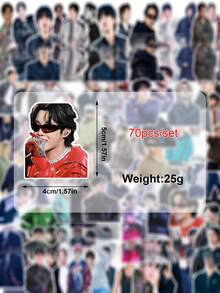 70入 ATEEEZZ Golden Hour Part.4 Adrenaline 貼紙，限量版 K-Pop 貼紙含全成員照片，Atiny 粉絲收藏品，DIY 水壺、筆電、手機殼裝飾，完美 K-Pop 周邊禮物 - 彩色 - 查看 2