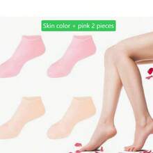 2 Pairs Silicone Moisturizing Socks - High Elastic Aloe Vera Soothing Anti-Slip Gel Heel, Nighttime Home Foot Care, Softening And Moisturizing, No Shoes Needed, Soft Texture, Women's Moisturizing Anti-Cracking Sole Socks, Suitable For Dry Heels - Foot Care - Multicolor - View 12