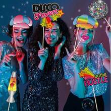 20pcs Disco Photo Booth Props, Suitable For 70s Disco Party Decor - Disco Theme Party Decorations, Retro Photo Props, Perfect For Disco Fever Parties, Birthday Parties - View 3