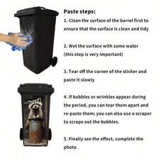 Cute Raccoon Trash Can Sticker - Waterproof Coating, Easy-To-Clean Surface, Fits Standard Size Trash Cans, Durable And Removable, Perfect For Outdoor Use, Raccoon Bathroom Decor - A - View 9