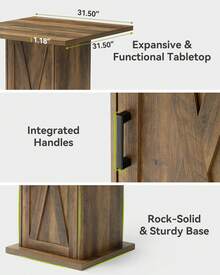 Tribesigns Square Bar Table With Storage Cabinet, 39.4 Inch High Top Pub Table With 3-Tier Cabinet, Wood Bistro Cocktail Table For Home Bar, Pub, Kitchen, Dining Room, Rustic Brown - Brown - View 9