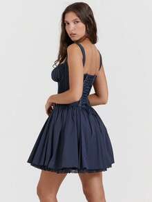 Bestselling A-Line Ballet-Style Lace Strapless Dress - Black - View 3