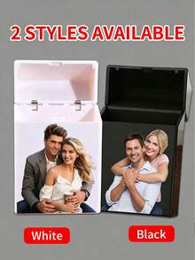 1/2pcs Minimalist Black & White Plastic Cigarette Case, Holds 20pcs 84mm Cigarettes, Personalized Magnetic Flip-Top Cigarette Box, Fashionable & Durable Plastic Design, Suitable For Men & Women - Style a - View 5
