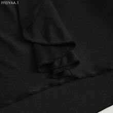 MewMuse.  Falda de sirena con dobladillo elegante estilo italiano, diseño asimétrico fruncido con acento de hebilla de metal, nueva llegada de moda para otoño, mujer - Negro - Ver 6