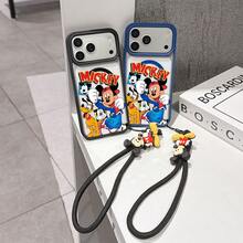 This Disney Mickey Mouse Pattern Lanyard Phone Case Features A Strong Magnetic Closure And Full Coverage Of Acrylic And TPU Material. It's Shockproof, Lightweight, And Suitable For IPhone17/16/11/13/15/15 Plus/15 Pro/15 Pro Max/12/14 Pro Max/11 Pro Max/12 Pro/12 Pro Max/13. It's A Popular Birthday Gift, Business Gift, Durable, Stain-Resistant, And Fingerprint-Resistant New Phone Case For Men And Women. It Also Includes A Mickey Mouse Phone Case And Mickey Mouse Doll Bracelet. Compatible With SamsungGalaxy S20, S21, S22, S23, And S24 Series. It's The Perfect Gift For Friends And Family. This Stylish Phone Case Is Fun, Lightweight, And Durable. IPhone17 Pro Max Phone Case, Minnie Phone Case. - màu đen - Xem 1