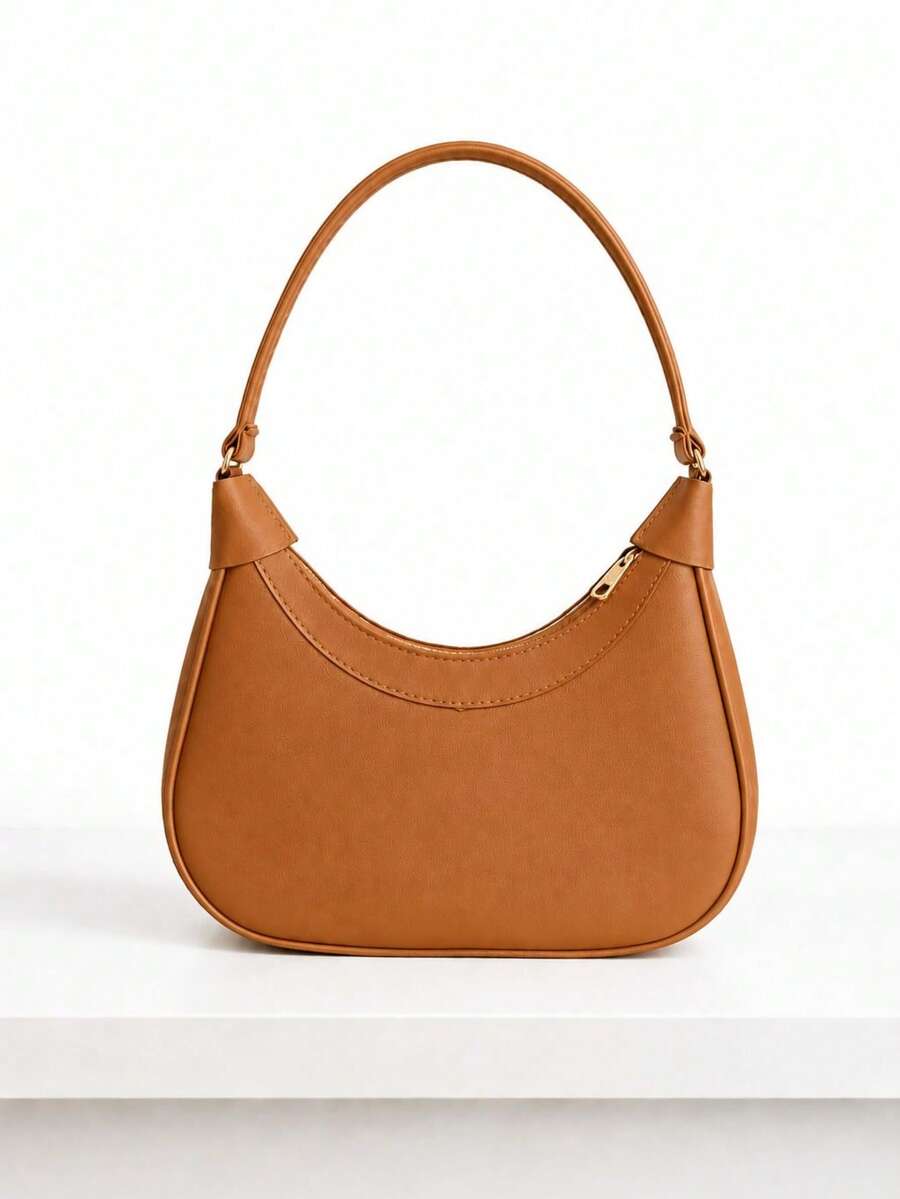 1 Piece Women's Boho Half-Moon Shoulder And Handbag / Sophisticated Baguette Style Canoe Bag For Women. - 鏽棕色 - 查看 1