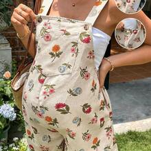 Lyckli Peto informal de verano con estampado floral y bolsillos para mujeres embarazadas - Marrón - Ver 2