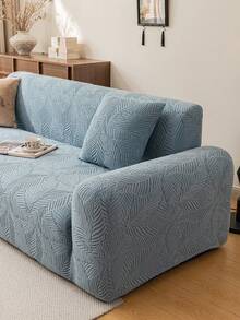 1pc Jacquard Sofa Cover, Plush Velvet Multifunctional Full Coverage Sofa Protector, Holiday Decor Stretch Fitted Sofa Slipcover, Suitable For 1/2/3/4 Seater Combination Sofa And Straight Sofa - Blue - View 7