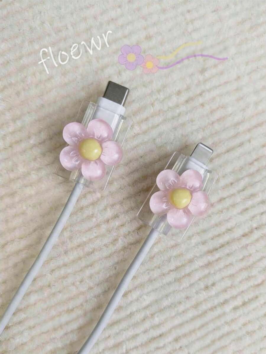 2 Transparent Flower Charger Protector Cases