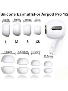 Ujung Earbud Silikon Lembut Putih Kompatibel Apple Pro 1/2 (2 buah/paket), Dengan Jaring Debu, Bahan Silikon Lembut, Pas Sempurna untuk Saluran Telinga, Lebih Nyaman Dipakai. Tersedia Ukuran L, M, S, XS. - Putih - View 2