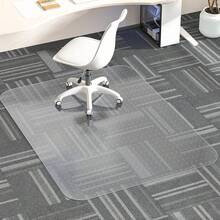 Clear Office Chair Mat For Carpet Floors, Heavy Duty PVC Floor Protector For Low Pile Carpets, Slip Studded Underside Computer Desk Mat, Transparent Rolling Chair Pad For Home Office Workspace - 36" X 48"- Convex - View 1