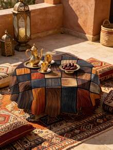 1/2pcs Tablecloth, Wooden Texture Patchwork Pattern Tablecloth, Polyester Material, Suitable For Round And Square Dining Tables, Kitchen, Restaurant, Coffee Table, Picnic, Camping, Country Farmhouse Decor, Tabletop Protection, Holiday Decoration, Multi-Scenario Use, Warm Natural Style, Enhance Home Atmosphere - Multicolor - View 15