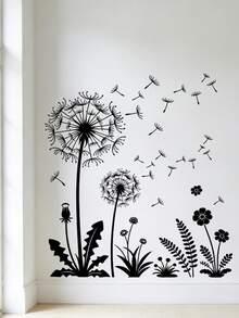 Dandelion Wall Sticker, Black Home Decorative Sticker, Self-Adhesive Paper For Sofa, Bedroom, Living Room, TV Wall - Style a (30*60cm) - View 6