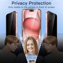 3片裝高解析度隱私螢幕保護貼，適用於17 Pro Max (6.9英吋)，超高清、9H硬度、防刮、易安裝、相容手機殼，附安裝工具組。高品質9H+硬度隱私玻璃，高透光率、優異手感、極靈敏觸控回饋。防窺、防眩光、防油、防刮、防指紋、防塵。全覆蓋、無氣泡、易安裝。 - 3件 - 查看 4