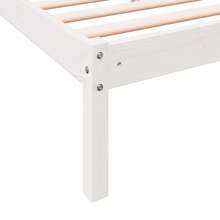 vidaXL Solid Wood Bed, Extra Long Wooden Bed Without Mattress, Bed Frame With Slatted Base, Double Bed For Bedroom, 140x220cm Pine Wood White - White - View 4