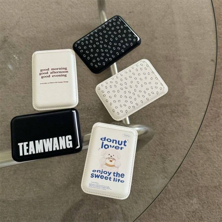 Fashionable New Cute Cartoon White Bear Apple 16ProMax Magnetic Card Holder IPhone15 Couple 14/13 Magnetic Card Wallet 17 Personalized - Multicolor - View 1