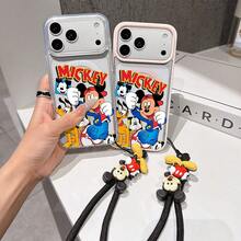 This Disney Mickey Mouse Pattern Lanyard Phone Case Features A Strong Magnetic Closure And Full Coverage Of Acrylic And TPU Material. It's Shockproof, Lightweight, And Suitable For IPhone17/16/11/13/15/15 Plus/15 Pro/15 Pro Max/12/14 Pro Max/11 Pro Max/12 Pro/12 Pro Max/13. It's A Popular Birthday Gift, Business Gift, Durable, Stain-Resistant, And Fingerprint-Resistant New Phone Case For Men And Women. It Also Includes A Mickey Mouse Phone Case And Mickey Mouse Doll Bracelet. Compatible With SamsungGalaxy S20, S21, S22, S23, And S24 Series. It's The Perfect Gift For Friends And Family. This Stylish Phone Case Is Fun, Lightweight, And Durable. IPhone17 Pro Max Phone Case, Minnie Phone Case. - màu đen - Xem 4
