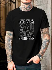 Camiseta de manga corta con cuello redondo para hombre, diseño TRUST ME I'AN ELECTRICAL ENGINEER, estilo casual de verano. - Blanco - Ver 3