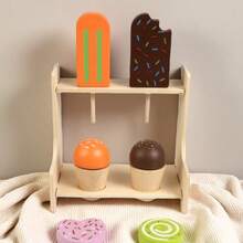 Children's Wooden Pretend Play Ice Cream Shop, Boy & Girl Role Play Scene Simulation Fun Early Education Toy - Multicolor - View 12