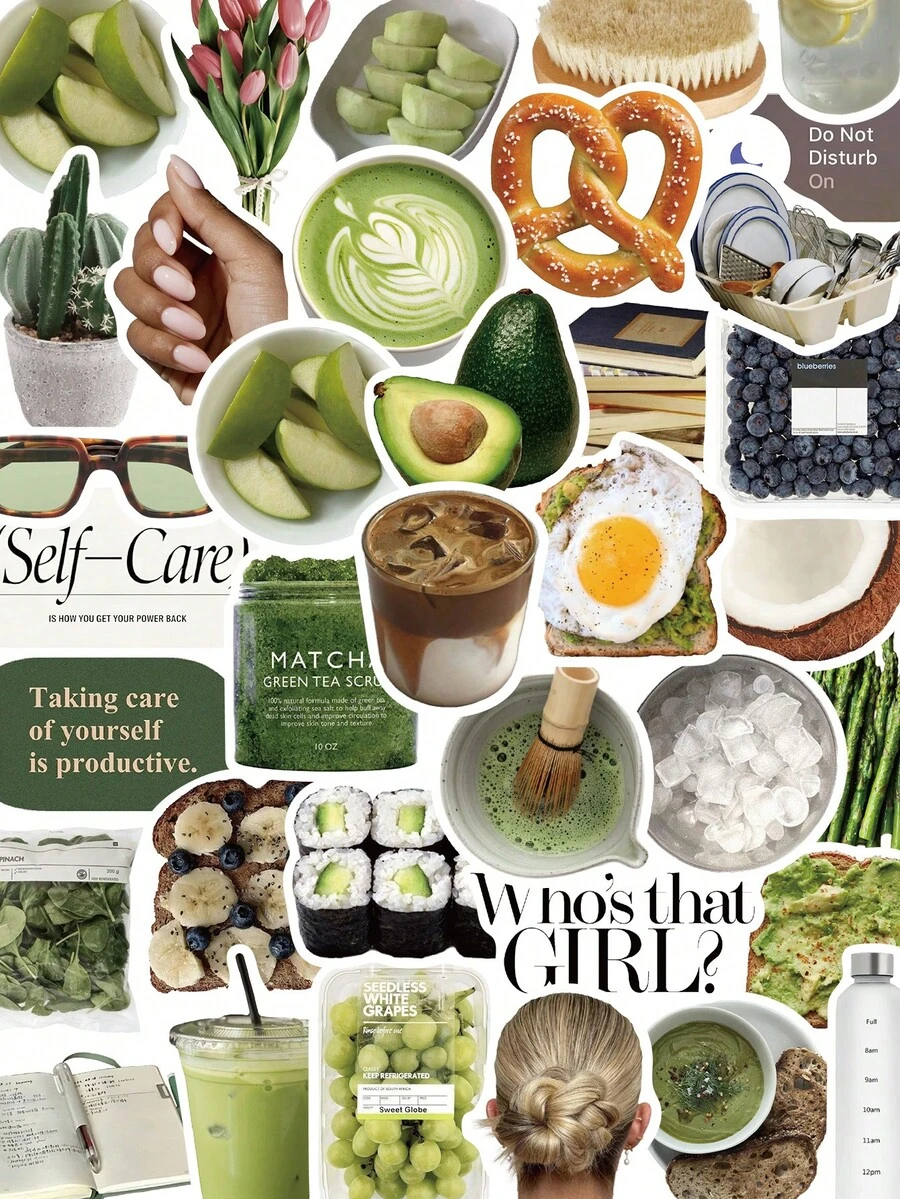 50pcs Healthy Living Clean Eating Stickers For Phone Case, Notebook, Planner, Journal, Scrapbook, Envelope, Greeting Card, Guitar, Skateboard Decoration, Self-Adhesive Decals, Birthday Gift - Multicolor - View 1