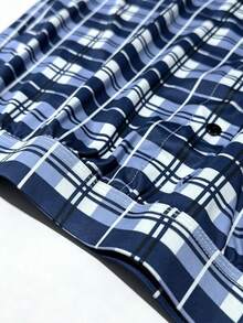 1piece Of Men Underwear, Soft And Comfortable Checkered Pattern Design Loose Corner Shorts, With Button Placket, Suitable For Daily Wear And Vacation - Multicolor - View 6