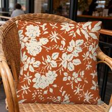 1 PC Throw Pillowcase, 45 Cm * 45 Cm, Reversible Print, Home Decor, Floral Design On Red Background (No Insert On Pillowcase) - Multicolor - View 6