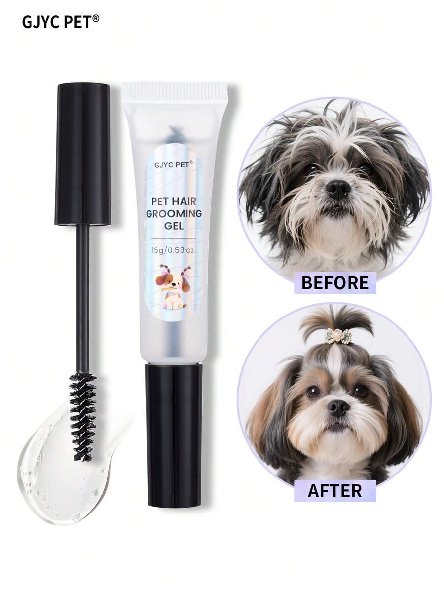 GJYC PET 寵物造型凝膠 – 撫平臉部、鼻子和眼睛周圍的亂髮 – 無酒精、不黏膩、快乾配方 – 長毛小型犬貓的日常美容 – 0.53 盎司 - 彩色 - 查看 1