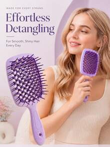 WANMEI 1 chiếc lược rỗng màu xanh lá cây, lược chải tóc bằng rơm mềm mại, thích hợp cho tóc tự nhiên và các chất liệu khác, lược chải tóc, dụng cụ tạo kiểu tóc, sản phẩm và phụ kiện tóc, thích hợp cho tiệm cắt tóc, thẩm mỹ viện, mùa tựu trường, du lịch nghỉ dưỡng, phụ kiện tóc nữ, lược. - Màu tím - Xem 2