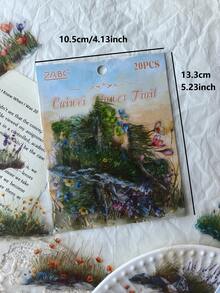 1 Paket 20 buah Stiker PET Motif Bunga Botani Vintage untuk Dekorasi DIY, Scrapbooking, dan Kolase. - DT1822 - View 5