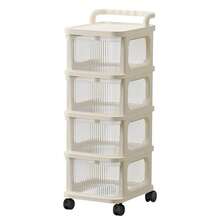 Piorlado 4-Tier Foldable Storage Trolley Rolling Mobile Shelf Multi-Layer Organizer Rack For Kitchen Bathroom Bedroom Laundry Home Storage - White - View 8