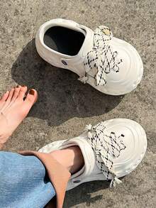 Women Clogs - White (white Shoelaces) - View 4