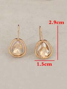1 Pair Champagne Cut Artificial Crystal Asymmetrical Gold Ring Alloy Elegant Earrings - Gold - View 3