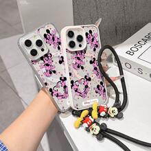 This Disney Mickey Mouse Pattern Lanyard Phone Case Features A Strong Magnetic Closure And Full Coverage Of Acrylic And TPU Material. It's Shockproof, Lightweight, And Suitable For IPhone17/16/11/13/15/15 Plus/15 Pro/15 Pro Max/12/14 Pro Max/11 Pro Max/12 Pro/12 Pro Max/13. It's A Popular Birthday Gift, Business Gift, Durable, Stain-Resistant, And Fingerprint-Resistant New Phone Case For Men And Women. It Also Includes A Mickey Mouse Phone Case And Mickey Mouse Doll Bracelet. Compatible With SamsungGalaxy S20, S21, S22, S23, And S24 Series. It's The Perfect Gift For Friends And Family. This Stylish Phone Case Is Fun, Lightweight, And Durable. IPhone17 Pro Max Phone Case, Minnie Phone Case. - 藍色 - 查看 5