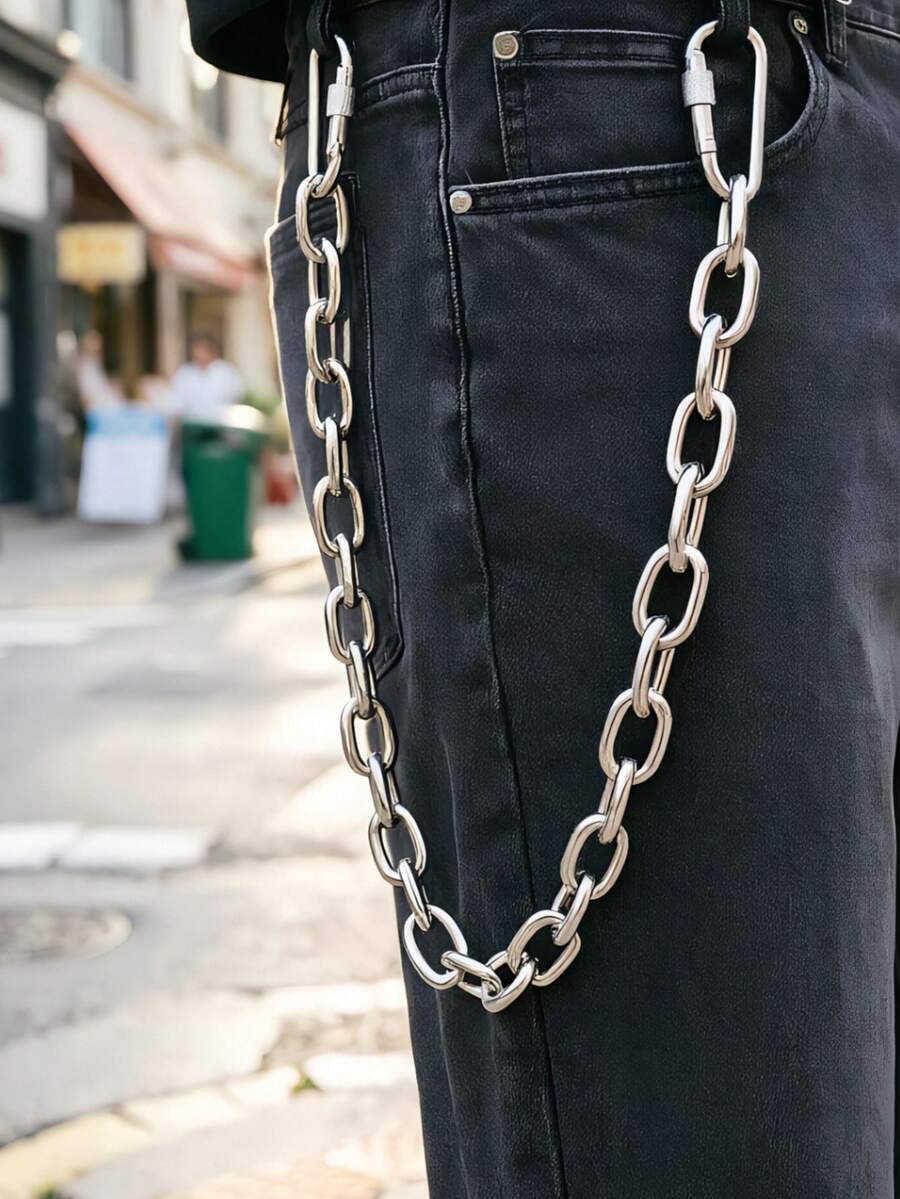 新款通用鋁合金口袋鏈褲鏈,適合單車騎士、龐克風與哥德風褲子及錢包腰鏈,金屬牛仔褲鑰匙圈 - 彩色 - 查看 1