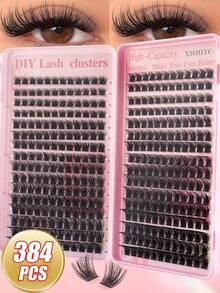 384片單簇假睫毛 睫毛冊 DIY居家接睫毛 簇狀假睫毛 單片假睫毛 自然款對比濃密款 韓系美杜莎天使款 初學者入門套組 易佩戴 可重複使用 適合日常、節日、演出等多種場合 - L - 查看 2
