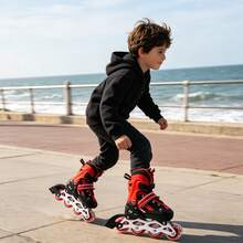 Verstellbare Rollschuhe für Damen und Herren – mit seitlichem Verstellmechanismus – Inlineskates – P-Anti-Verstauchung – Rollschuhe – Größe S (Größen 27–32) - Rot - Übersicht 7