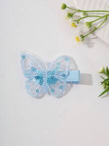 3/6/8入組新款網紗刺繡蝴蝶髮夾，甜美時尚亮片蝴蝶邊緣髮夾，可愛百搭髮飾 - 彩色 - 查看 8